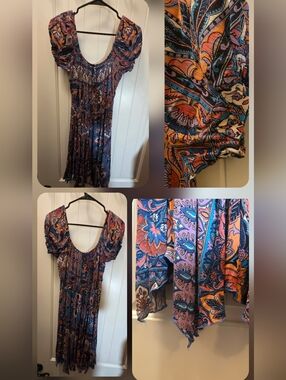 Angie Multicolor Floral Paisley Assymetrical Dress